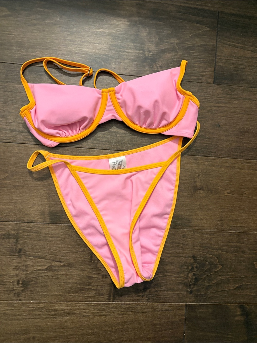 Pink Bikini with Yellow Trim Two-Piece Swim Set